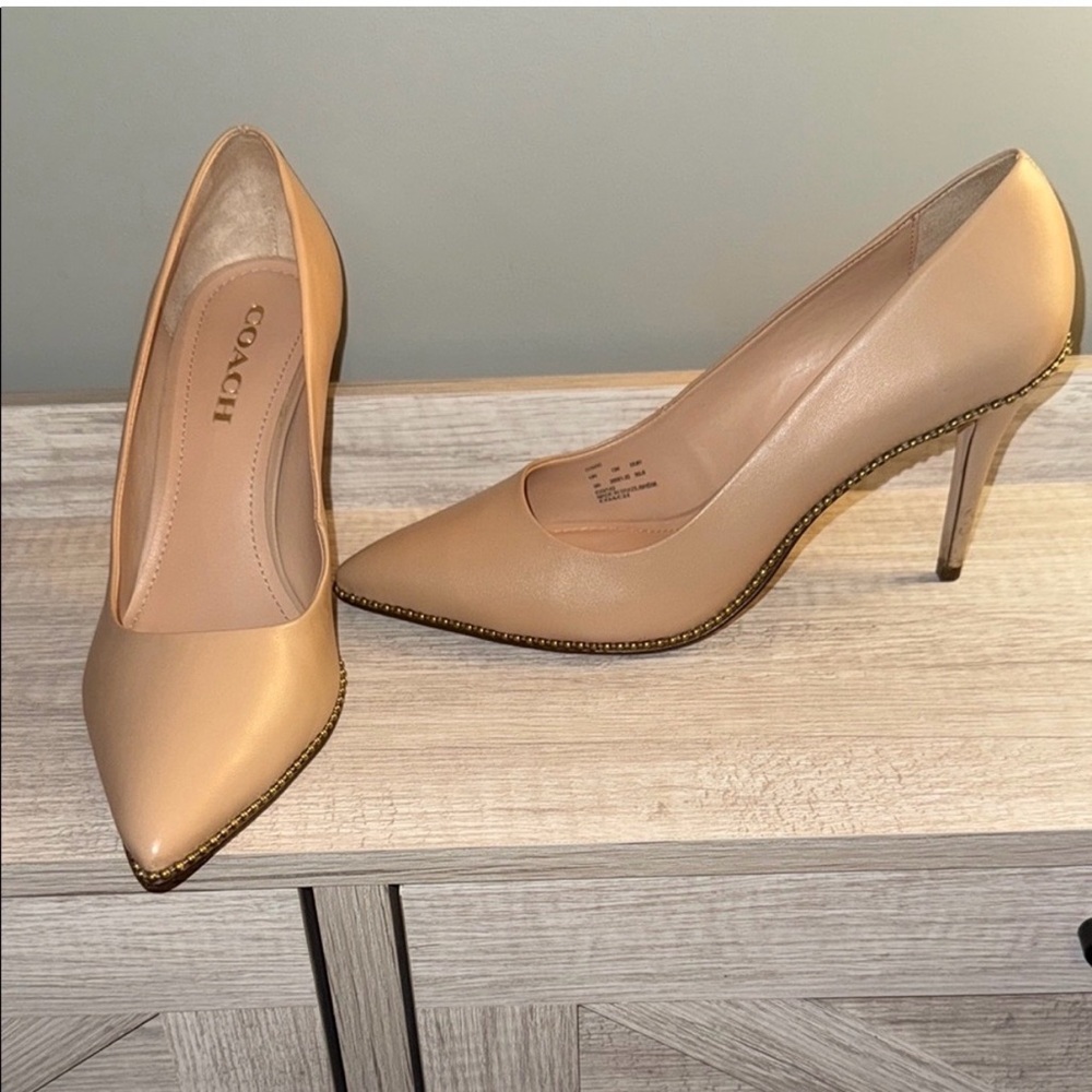 Coach Beige Leather Pointed-Toe Stiletto Pumps
